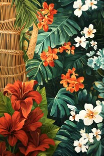热带花卉绿植装饰图案
