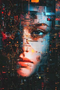 科技融合人脸的奇幻图像