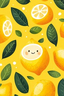 可爱笑脸柠檬清新图案