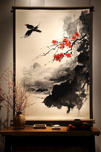 中式挂画与雅致桌摆