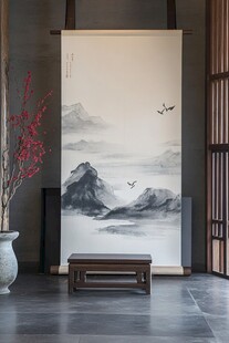 中式客厅的山水墨画景致
