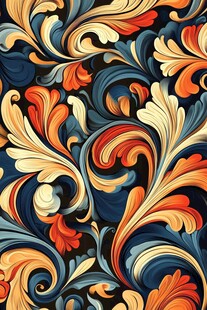 复古华丽花卉涡纹装饰图案
