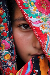 维吾尔少女的多彩服饰