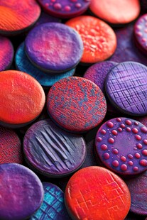 多彩纹理陶土圆片集合