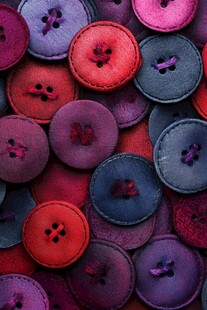 多彩纽扣堆叠特写