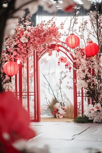 中式浪漫婚礼拱门布置