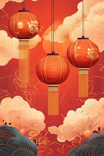 中式灯笼贺岁喜庆插画