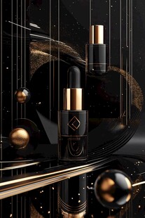 奢华黑金系美妆产品展示