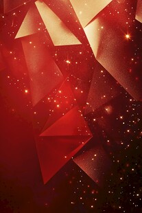 红色几何碎片闪耀背景图