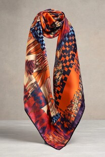 多彩几何图案时尚真丝围巾