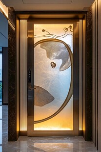 现代艺术玻璃入户门设计