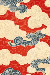 中式红色祥云传统图案