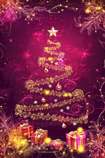 梦幻炫彩圣诞树与礼物