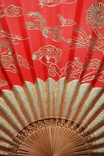 中式红金折扇细节之美