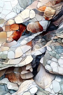 多彩碎裂岩石纹理特写