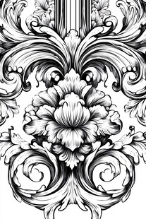 古典花卉巴洛克风格装饰图案
