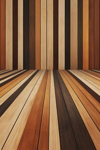 多彩木纹地板与墙面空间