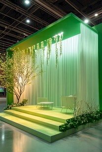清新绿植风展位展示空间