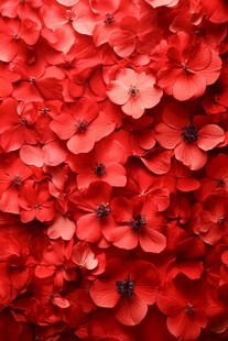 热烈红火的艳丽红色花朵