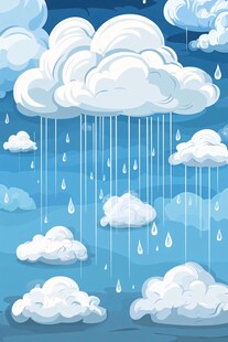 天空中云朵飘洒雨滴景象