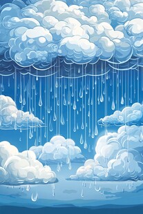 梦幻雨天云朵插画场景