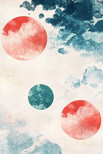 水彩风圆形云彩梦幻背景