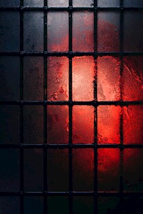 铁窗后的炽热红光