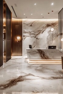 现代奢华大理石前台接待区