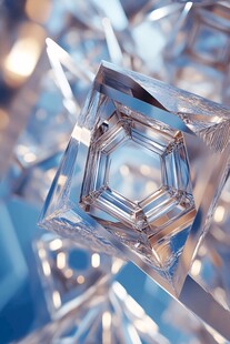 梦幻透明水晶立方体特写