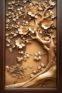 中式木雕繁花图