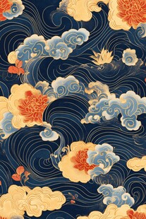 中式传统云纹花卉图案