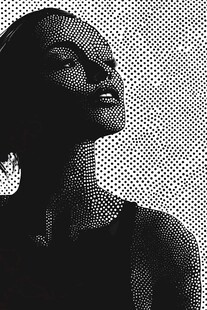 半调图案风格女性人物肖像