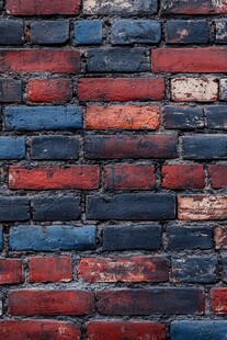 复古多彩砖墙纹理特写