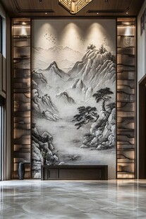中式山水风大厅装饰画