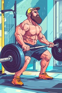 强壮男子健身房举杠铃