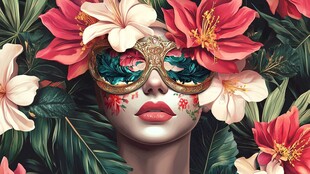 花饰面具下的神秘美人