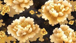 金色牡丹图案背景