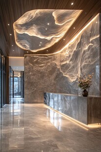 豪华大理石前台大厅设计