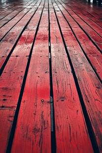 红色木质地板特写