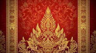 华丽泰式红金花纹背景图