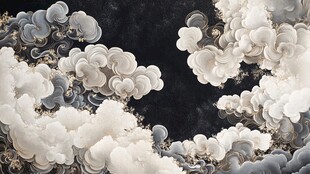 中式水墨风格云朵艺术图