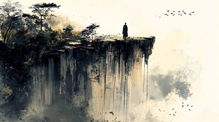 孤身立悬崖 天地皆苍茫