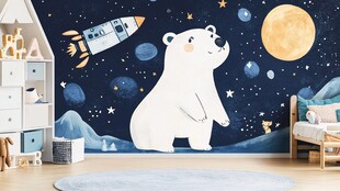 北极熊的梦幻太空主题卧室