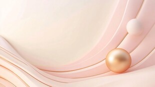 柔粉波浪上的金色珍珠