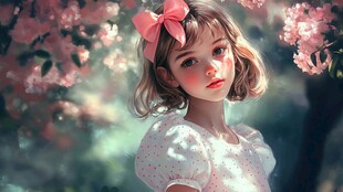 春日萌系少女与烂漫繁花