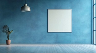 蓝色空房间的简约装饰