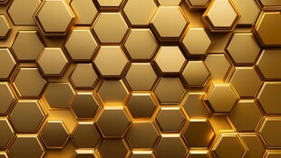 金色六边形立体金属质感背景