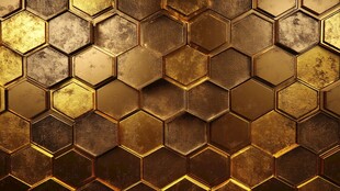 金色六边形金属质感背景