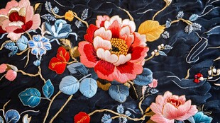 中式刺绣繁花锦缎图案