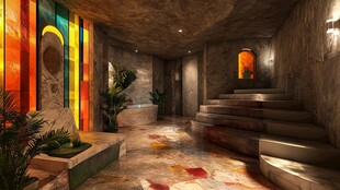 梦幻多彩室内空间与阶梯